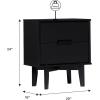 Walker Edison Mid Century Modern Grooved Handle Wood Nightstand Side Table Bedroom Storage Drawer and Shelf Bedside End Table, 2 Drawer, Walnut(Black)