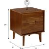 Walker Edison Mid Century Modern Grooved Handle Wood Nightstand Side Table Bedroom Storage Drawer and Shelf Bedside End Table, 2 Drawer, Walnut(Walnut)