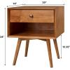 Walker Edison Mid Century Modern Wood Nightstand Side Table Bedroom Storage Drawer Bedside End Table, 2 Drawer, Caramel(Caramel)