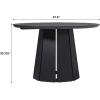 Walker Edison Modern Paneled-Wood Pedestal Base Round Top Dining Table, 48 Inch, Cerused White(Black)