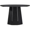 Walker Edison Modern Paneled-Wood Pedestal Base Round Top Dining Table, 48 Inch, Cerused White(Black)