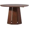Walker Edison Modern Paneled-Wood Pedestal Base Round Top Dining Table, 48 Inch, Cerused White(Brown)