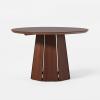 Walker Edison Modern Paneled-Wood Pedestal Base Round Top Dining Table, 48 Inch, Cerused White(Brown)