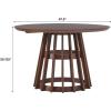 Walker Edison Modern Slatted Wood Pedestal Base Dining Table, 48 Inch, Cerused White(Brown)