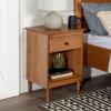 Walker Edison Traditional Wood 1 Drawer Nightstand Side Table Bedroom Storage Drawer and Shelf Bedside End Table, 18 Inch, Caramel(Caramel)