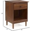 Walker Edison Traditional Wood 1 Drawer Nightstand Side Table Bedroom Storage Drawer and Shelf Bedside End Table, 18 Inch, Caramel(Walnut)