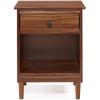 Walker Edison Traditional Wood 1 Drawer Nightstand Side Table Bedroom Storage Drawer and Shelf Bedside End Table, 18 Inch, Caramel(Walnut)