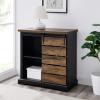 Walker Edison Willa Modern Farmhouse Sliding Single Slat Door Storage Console, 32 Inch, White and Rustic Oak(Black and Rustic Oak)