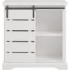 Walker Edison Willa Modern Farmhouse Sliding Single Slat Door Storage Console, 32 Inch, White and Rustic Oak(White)