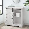 Walker Edison Willa Modern Farmhouse Sliding Single Slat Door Storage Console, 32 Inch, White and Rustic Oak(White)
