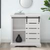 Walker Edison Willa Modern Farmhouse Sliding Single Slat Door Storage Console, 32 Inch, White and Rustic Oak(White)