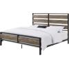 Walker Edison Wood Plank Metal Queen Size Bed Frame Bedroom Headboard Footboard Bed Frame Bedroom, Queen, Reclaimed Wood(Grey Wash)