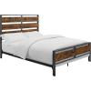 Walker Edison Wood Plank Metal Queen Size Bed Frame Bedroom Headboard Footboard Bed Frame Bedroom, Queen, Reclaimed Wood(Reclaimed Wood)