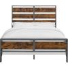Walker Edison Wood Plank Metal Queen Size Bed Frame Bedroom Headboard Footboard Bed Frame Bedroom, Queen, Reclaimed Wood(Reclaimed Wood)