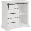 Walker Edison Willa Modern Farmhouse Sliding Single Slat Door Storage Console, 32 Inch, White and Rustic Oak(White)