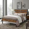 Walker Edison Wood Plank Metal Queen Size Bed Frame Bedroom Headboard Footboard Bed Frame Bedroom, Queen, Reclaimed Wood(Reclaimed Wood)