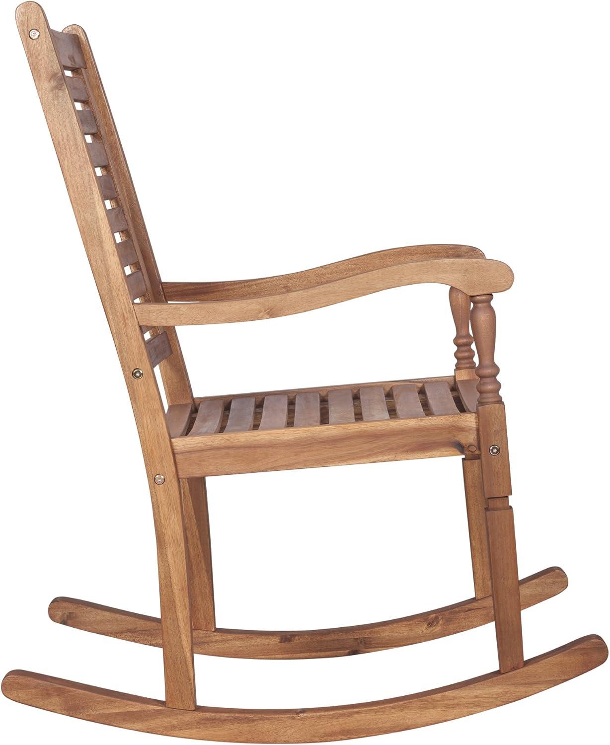 imageWalker Edison Montego Traditional Acacia Wood Slat Back Patio Rocking Chair 42 Inch BrownBrown