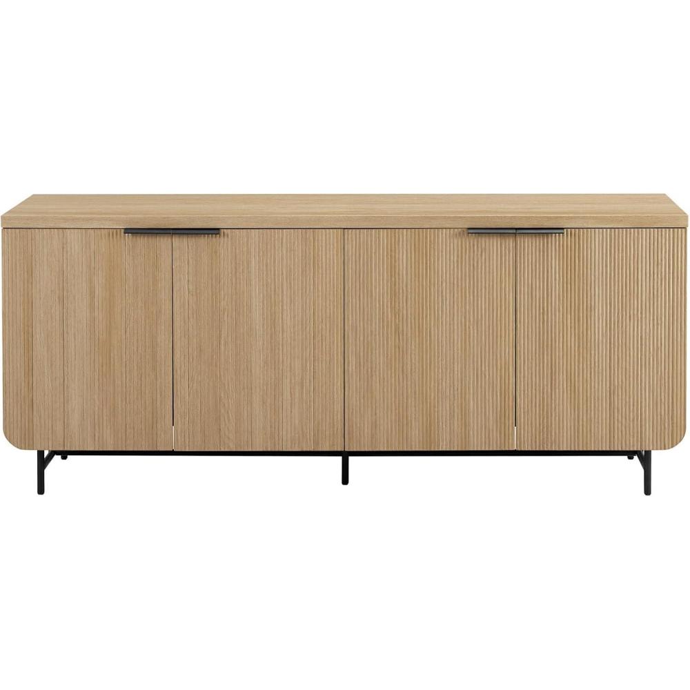 imageWalker Edison Reema Fluted 4Door Kitchen Sideboard Buffet Console 69 Inch BlackCoastal OakBlack