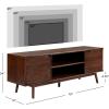 Walker Edison Emery Mid Century Modern Solid Wood TV Stand for TVs up to 80 Inches 70 Inch Caramel(Walnut)