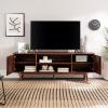 Walker Edison Emery Mid Century Modern Solid Wood TV Stand for TVs up to 80 Inches 70 Inch Caramel(Walnut)