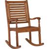 Walker Edison Montego Traditional Acacia Wood Slat Back Patio Rocking Chair, 42 Inch, Brown(Brown)