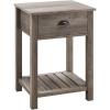 Walker Edison Farmhouse Square Side Accent Table Set-Living-Room Storage End Table with Storage Door Nightstand Bedroom, 18 Inch, Grey Wash(Grey Wash)