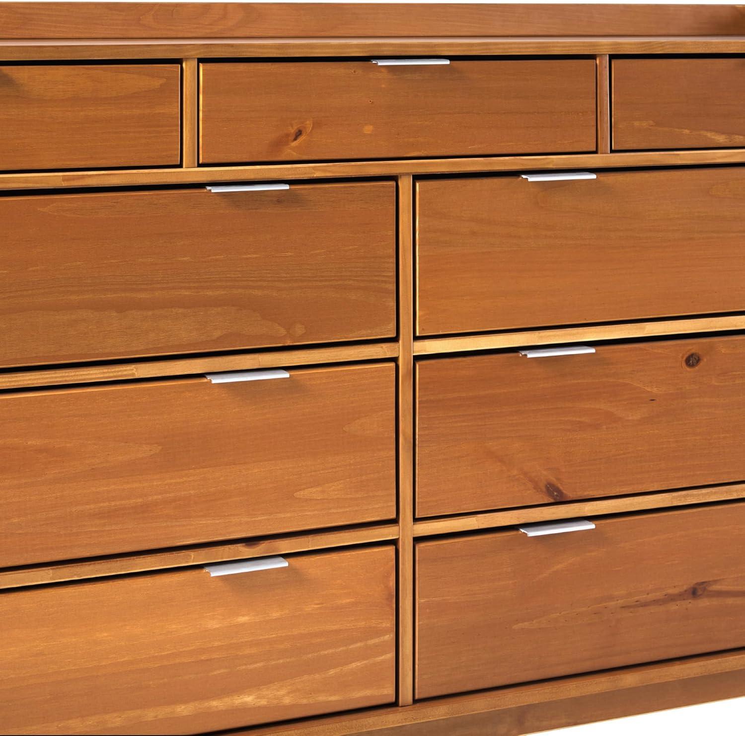 imageWalker Edison Blythe MidCentury Modern TrayTop Solid Wood 9Drawer Dresser 60 Inch CaramelCaramelt