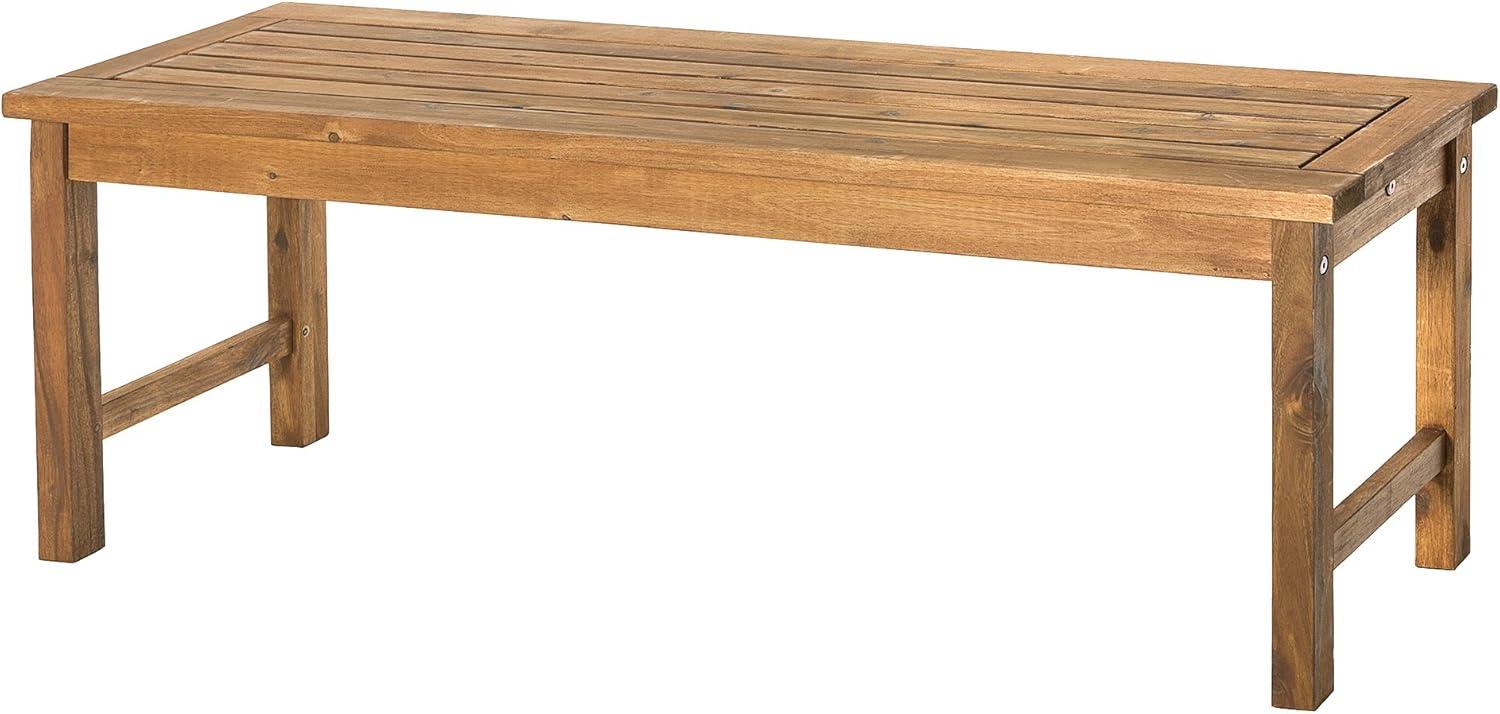 imageWalker Edison Rendezvous Modern Solid Acacia Wood Slatted Patio Bench 53 Inch BrownBrown