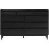 Walker Edison Blythe Mid-Century Modern Tray-Top Solid Wood 9-Drawer Dresser, 60 Inch, Caramel(Black)