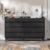 Walker Edison Blythe Mid-Century Modern Tray-Top Solid Wood 9-Drawer Dresser, 60 Inch, Caramel(Black)