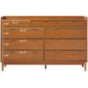 Walker Edison Blythe Mid-Century Modern Tray-Top Solid Wood 9-Drawer Dresser, 60 Inch, Caramel(Caramel-t)