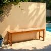 Walker Edison Rendezvous Modern Solid Acacia Wood Slatted Patio Bench, 53 Inch, Brown(Brown)