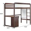 Walker Edison Twin Contemporary Solid Wood Loft Bed with Desk, Built-in Ladder, No Box Spring Required, Twin Size, Walnut(Walnut)