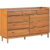 Walker Edison Blythe Mid-Century Modern Tray-Top Solid Wood 9-Drawer Dresser, 60 Inch, Caramel(Caramel-t)