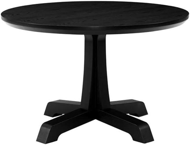 imageWalker Edison Caely Modern Simple Round Dining Table with Pedestal Base 48 Inch BlackBlack