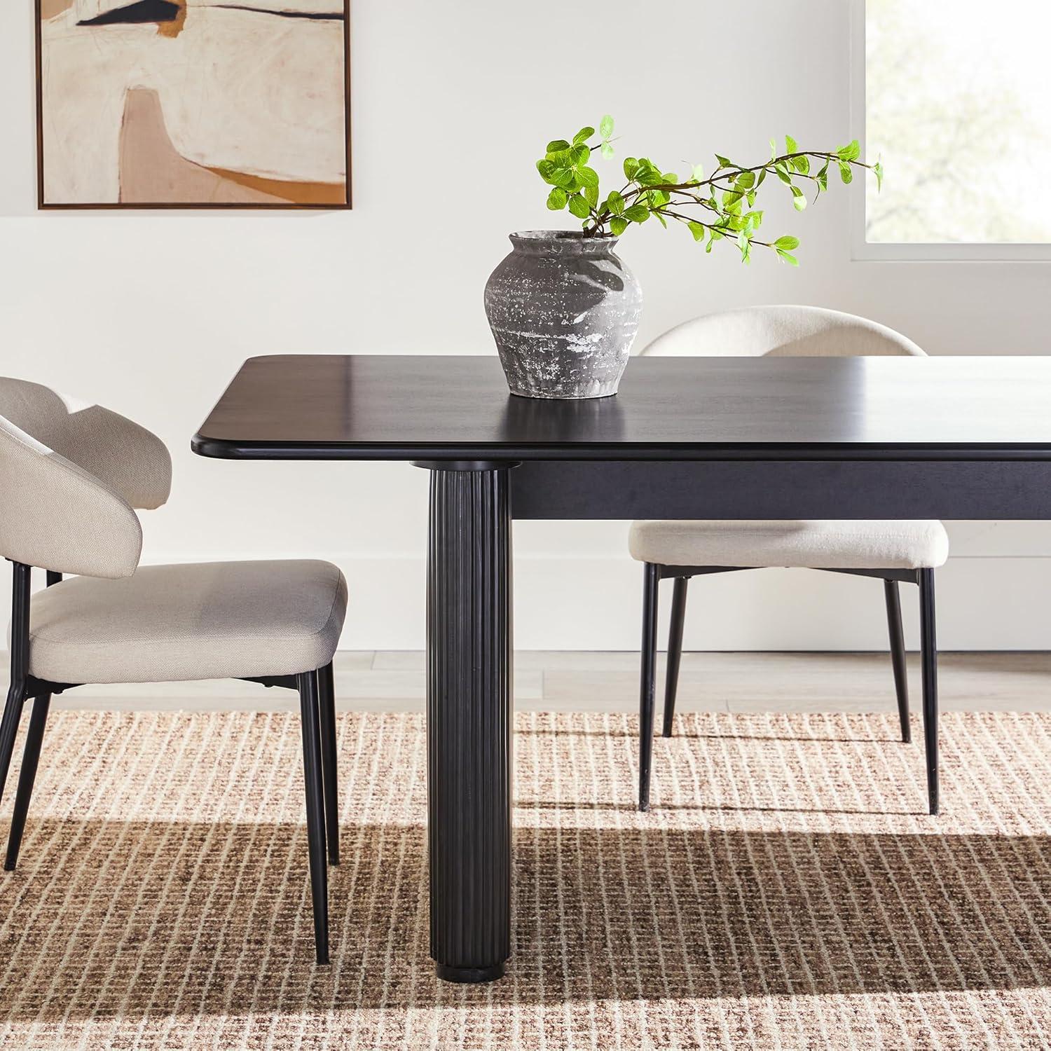 imageWalker Edison Modern Vertical Reeded PlinthBase Dining Table 68 Inch BirchBlack