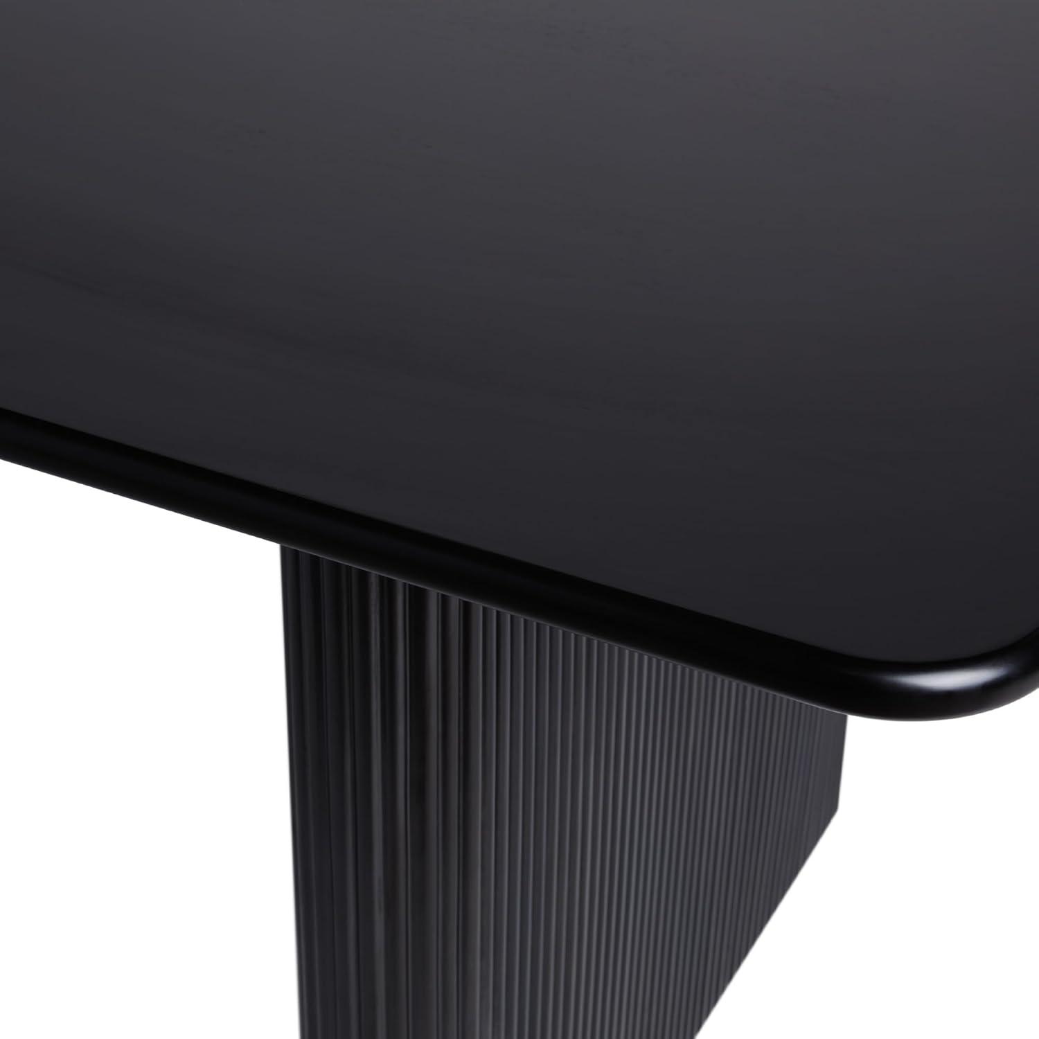 imageWalker Edison Modern Vertical Reeded PlinthBase Dining Table 68 Inch BirchBlack