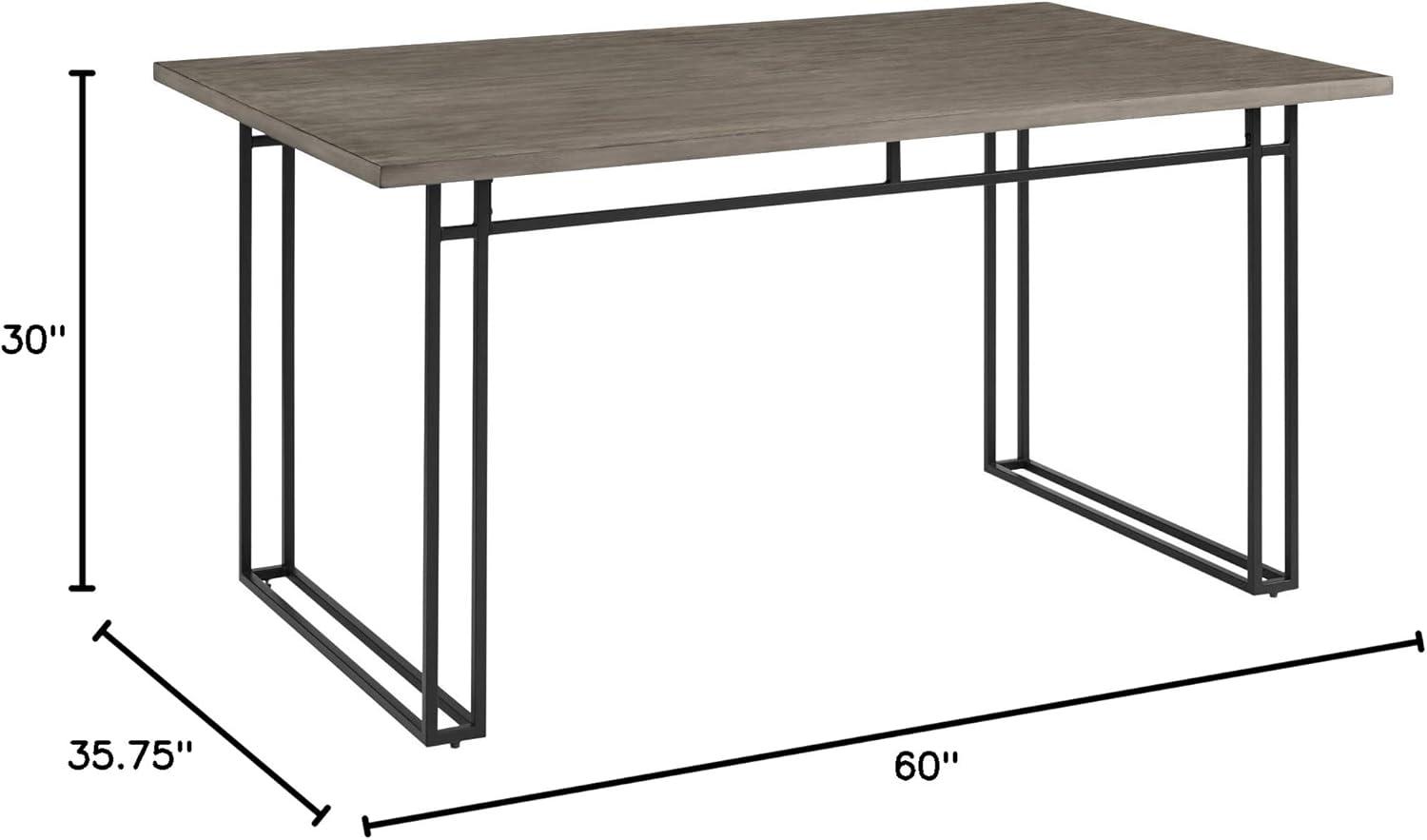 imageWalker Edison Sutton Wood and Dual Metal Leg Dining Table 60 Inch GreyGrey