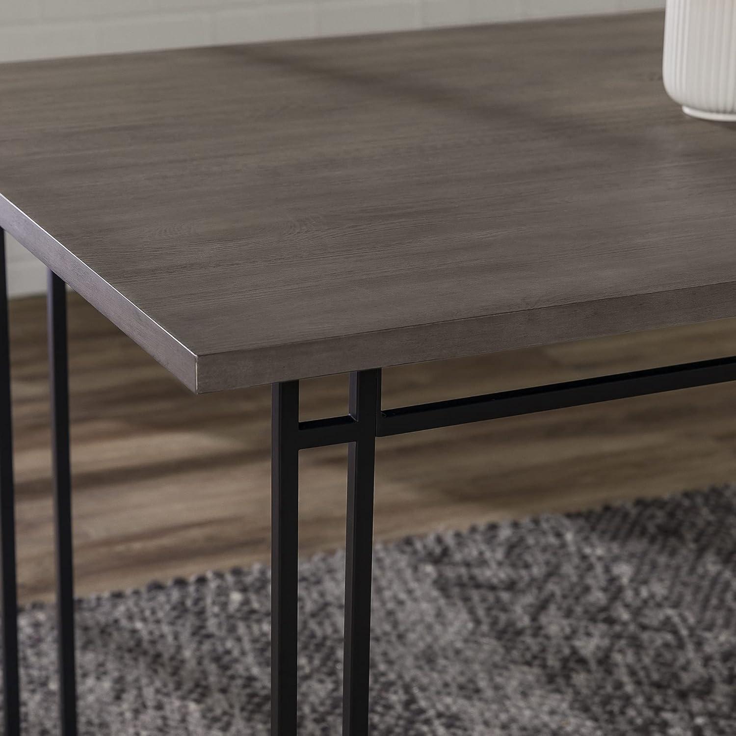 imageWalker Edison Sutton Wood and Dual Metal Leg Dining Table 60 Inch GreyGrey
