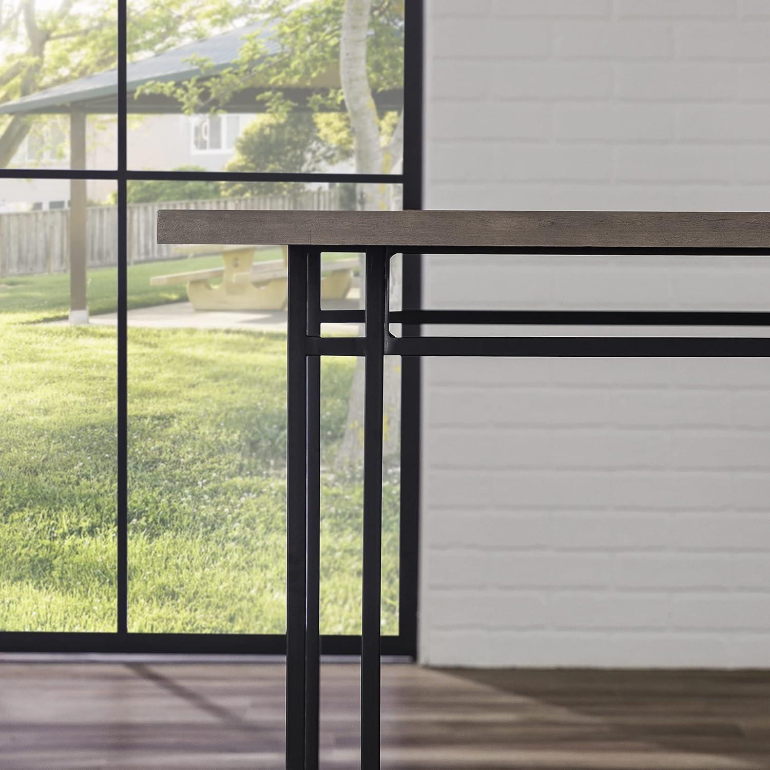 imageWalker Edison Sutton Wood and Dual Metal Leg Dining Table 60 Inch GreyGrey