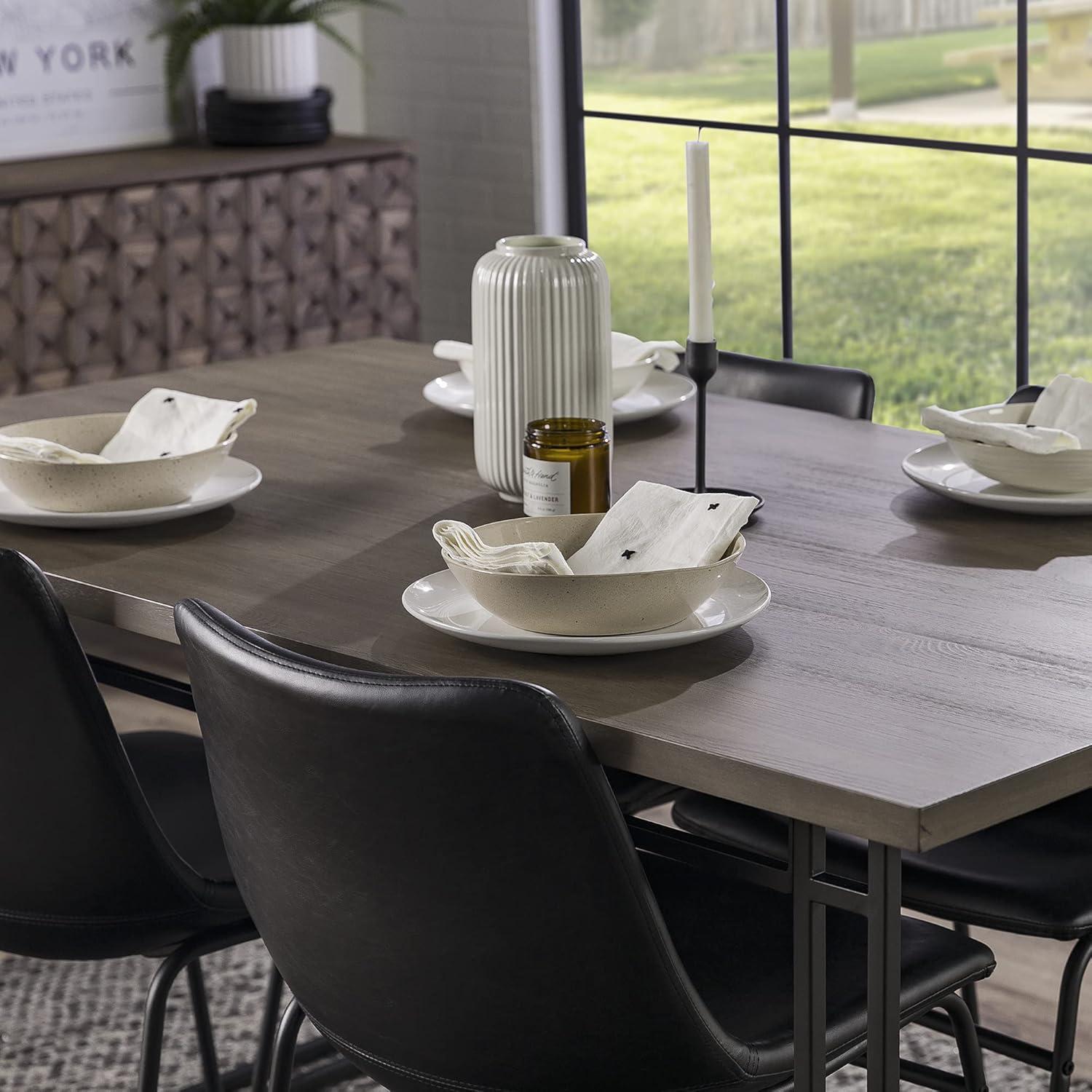 imageWalker Edison Sutton Wood and Dual Metal Leg Dining Table 60 Inch GreyGrey