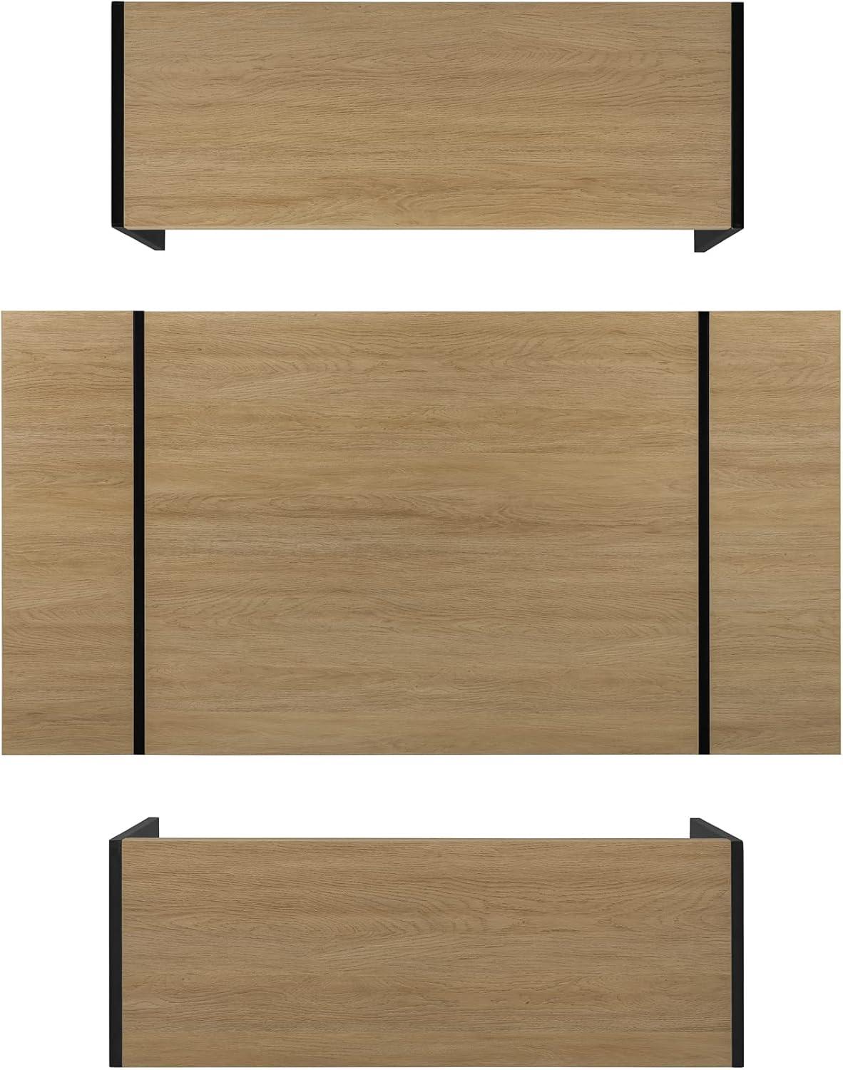 imageWalker Edison Tien Urban 3Piece Dining Table and Bench Set Set of 3 Coastal OakCoastal Oak