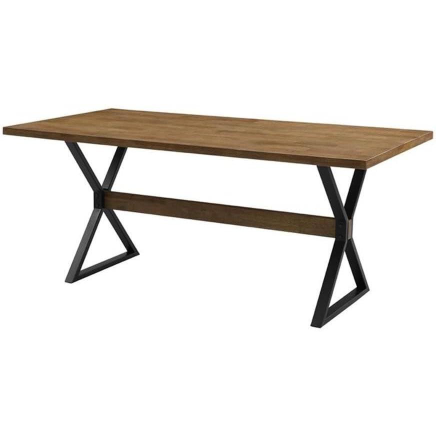 imageWalker Edison Harrold Modern Farmhouse Solid Wood X Leg Dining Table 72 Inch Rustic Oak