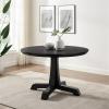 Walker Edison Caely Modern Simple Round Dining Table with Pedestal Base, 48 Inch, Black(Black)