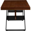 Walker Edison Connely Urban Trestle-Style Metal and Wood Dining Table, 30 Inch, Walnut Veneer