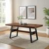 Walker Edison Connely Urban Trestle-Style Metal and Wood Dining Table, 30 Inch, Walnut Veneer
