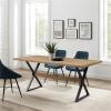 Walker Edison Harrold Modern Farmhouse Solid Wood X Leg Dining Table, 72 Inch, Rustic Oak
