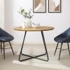 Walker Edison Modern Metal and Wood Round Dining Table, 40 Inch, English Ash