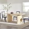 Walker Edison Modern Vertical Reeded Plinth-Base Dining Table, 68 Inch, Birch(Birch)