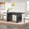 Walker Edison Modern Vertical Reeded Plinth-Base Dining Table, 68 Inch, Birch(Black)